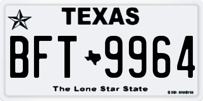 TX license plate BFT9964