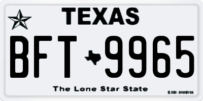 TX license plate BFT9965