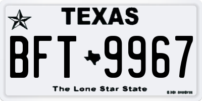 TX license plate BFT9967
