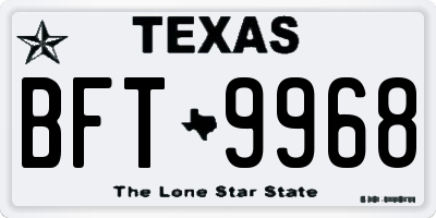 TX license plate BFT9968