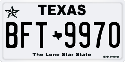 TX license plate BFT9970