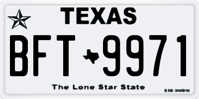 TX license plate BFT9971
