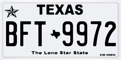 TX license plate BFT9972
