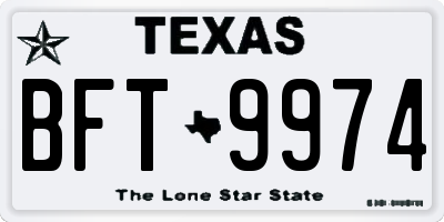 TX license plate BFT9974