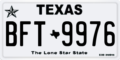 TX license plate BFT9976