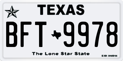 TX license plate BFT9978