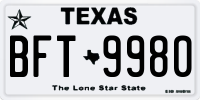 TX license plate BFT9980