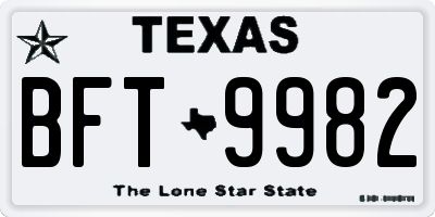 TX license plate BFT9982