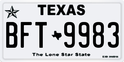 TX license plate BFT9983