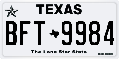 TX license plate BFT9984