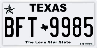 TX license plate BFT9985