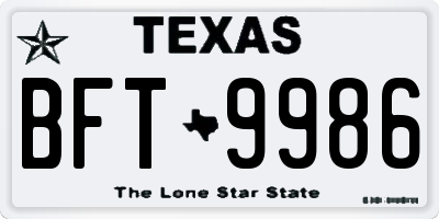 TX license plate BFT9986