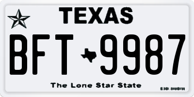TX license plate BFT9987