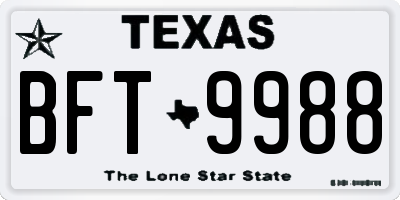 TX license plate BFT9988