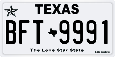 TX license plate BFT9991