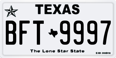 TX license plate BFT9997