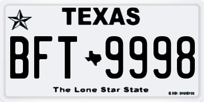 TX license plate BFT9998