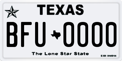 TX license plate BFU0000