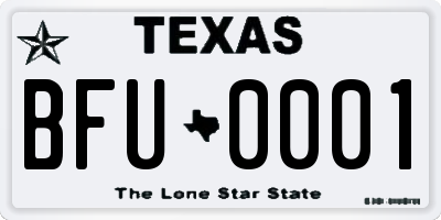 TX license plate BFU0001