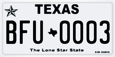 TX license plate BFU0003