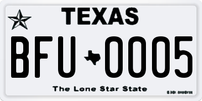 TX license plate BFU0005