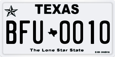 TX license plate BFU0010
