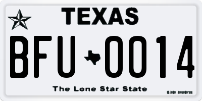 TX license plate BFU0014