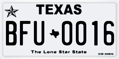 TX license plate BFU0016