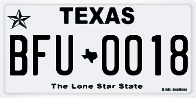 TX license plate BFU0018