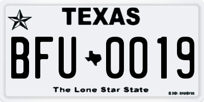 TX license plate BFU0019