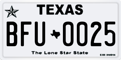 TX license plate BFU0025