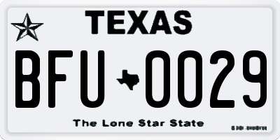 TX license plate BFU0029