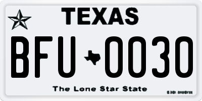 TX license plate BFU0030