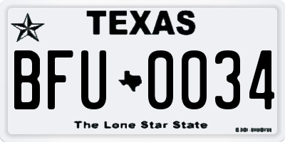 TX license plate BFU0034