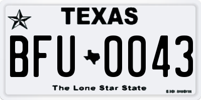TX license plate BFU0043