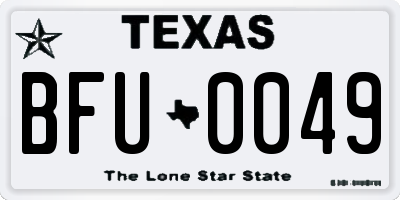 TX license plate BFU0049
