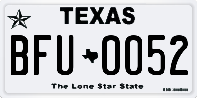 TX license plate BFU0052