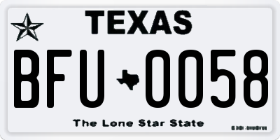 TX license plate BFU0058