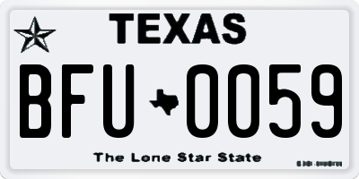 TX license plate BFU0059