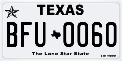 TX license plate BFU0060