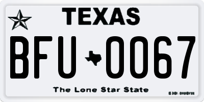 TX license plate BFU0067