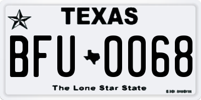 TX license plate BFU0068