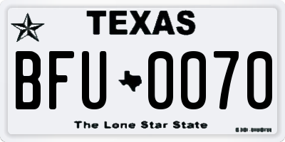 TX license plate BFU0070
