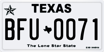 TX license plate BFU0071