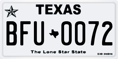 TX license plate BFU0072