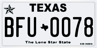 TX license plate BFU0078