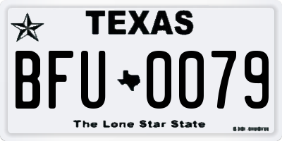 TX license plate BFU0079