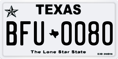 TX license plate BFU0080