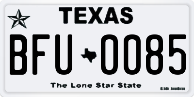 TX license plate BFU0085