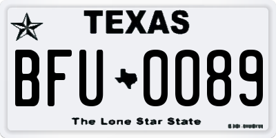 TX license plate BFU0089